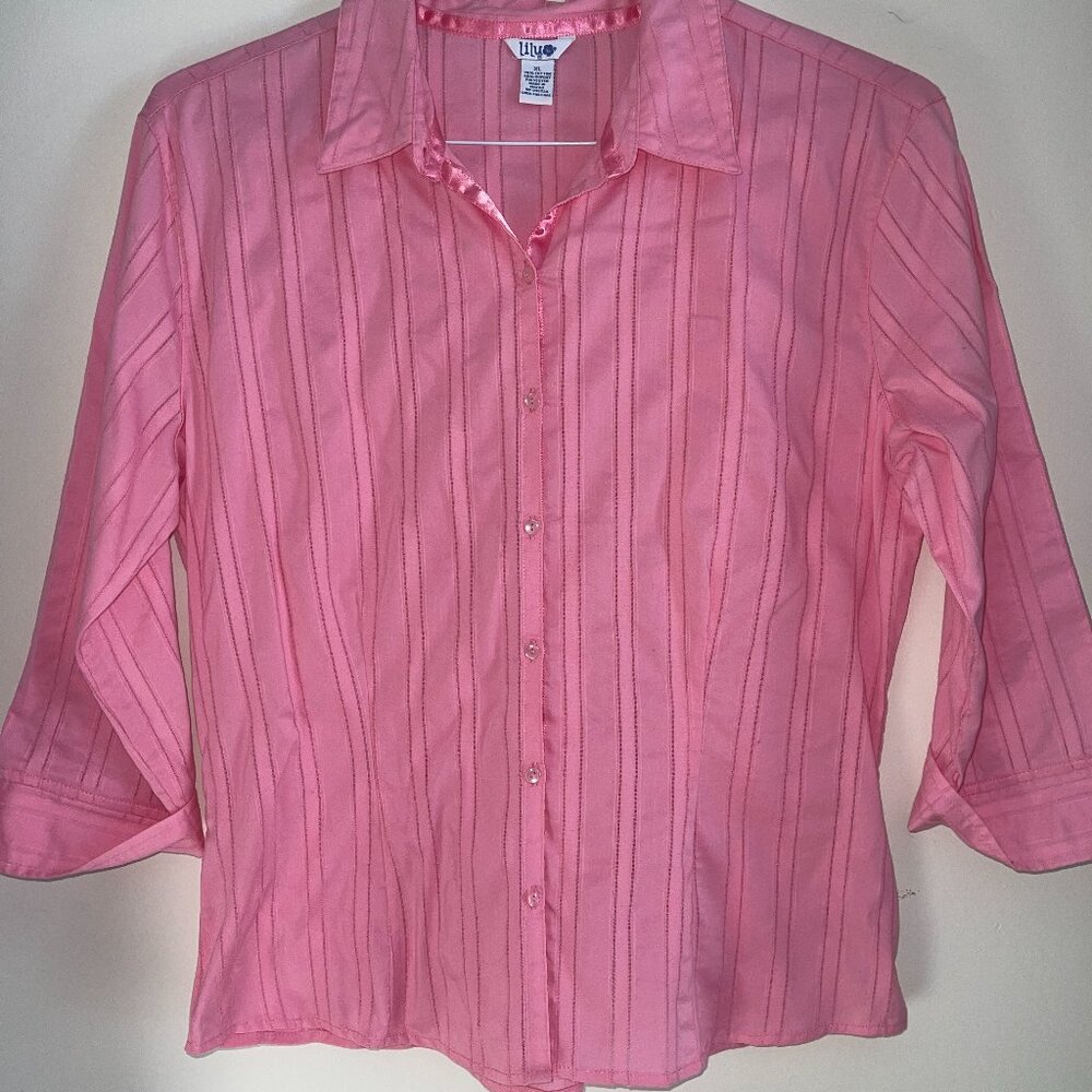 LILU 70% button down light pink 3/4 sleeve blouse/XL